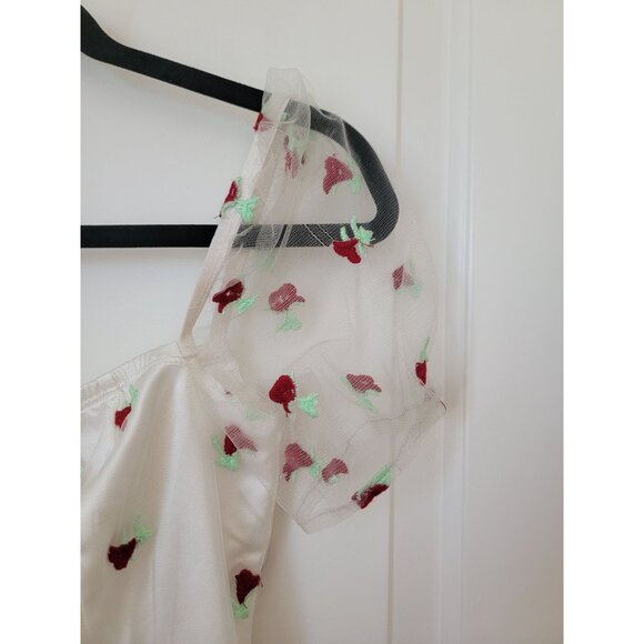 Sugar Thrillz FOREVER YOURS White Embroidered Rose Babydoll Dress Sz S - Picture 5 of 8